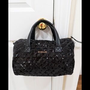 MZ Wallace Black Quilted Sequin Satchel